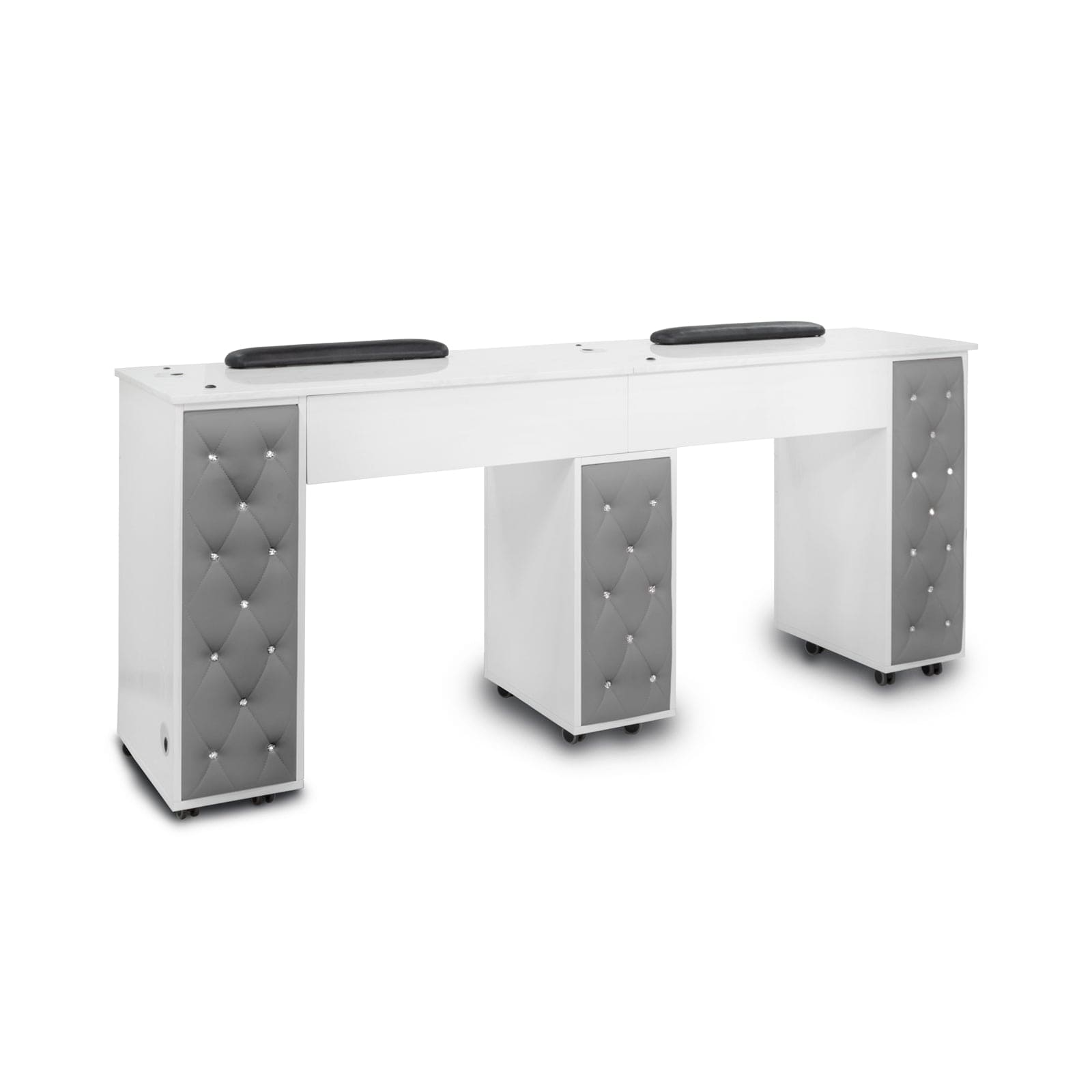 Drexel Tufted Double Manicure Table - Professional Salon Nail Station for Pedicures & Manicures - Perfect for Nail Salons, Spas & Home Use