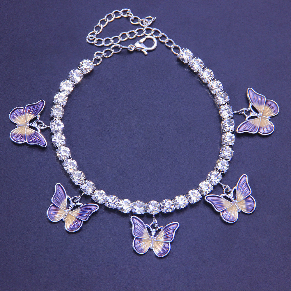 Dreamy Color Butterfly Anklet Drip Painted Beach Sandals - Perfect for Summer Vacations, Boho Festivals & Seaside Outfits