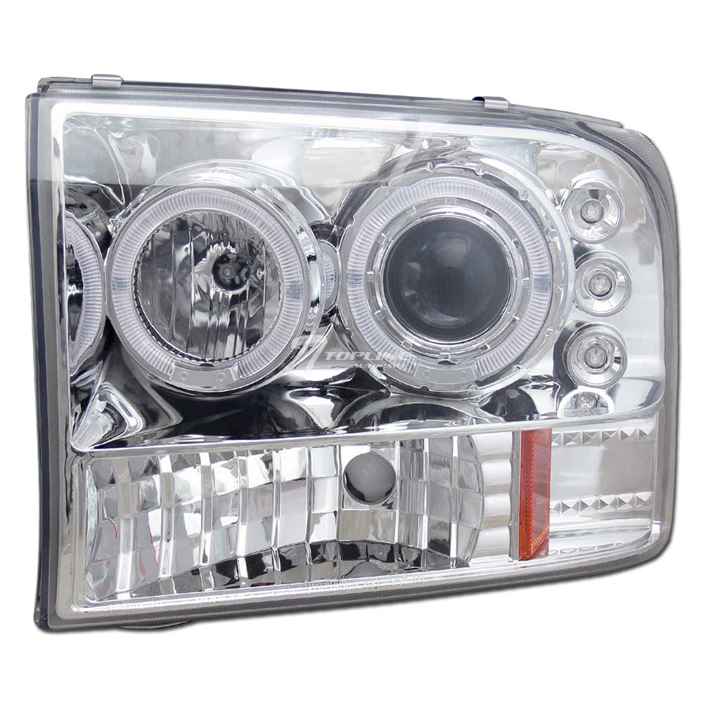 Ford F250 F350 Superduty Halo Projector Headlights - LED Amber Reflector for Off-Road & Night Driving