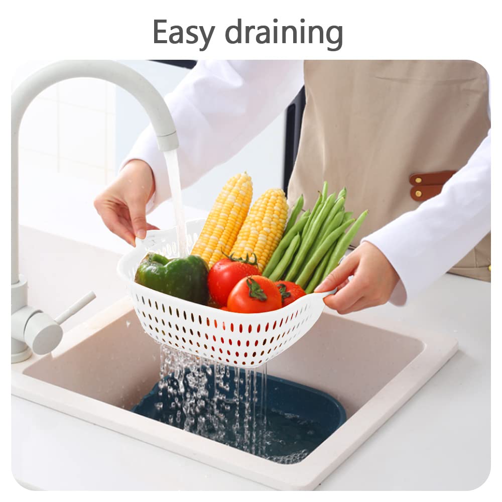 Stackable Multi-Layer Kitchen Colander Set - Vegetable & Fruit Washing Basket, Strainer, Sink Organizer for Fresh Produce Prep | Perfect for Meal Prep, Salad Making & Kitchen Organization