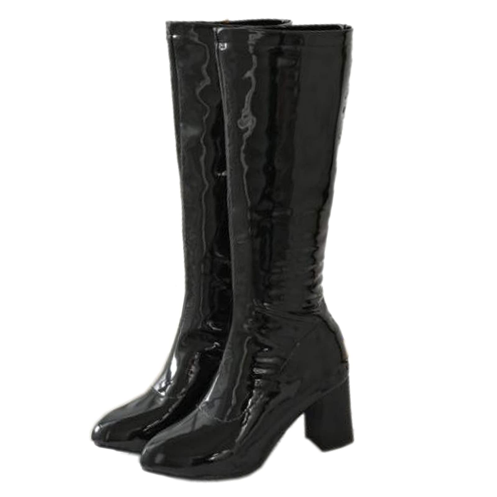 ErikenUrben Women's Fashion Knee High Boots - Patent Leather Chunky Heel Cosplay Boots for Women | Perfect for Halloween, Cosplay, and Night Out Outfits