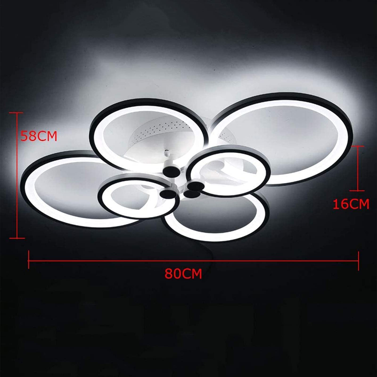 6 Head LED Ceiling Light Fixture - Modern Flush Mount Chandelier with Adjustable Arms, 80W Black & Cool White Lighting for Living Room, Dining Room, Bedroom - Perfect for Home Decor and Ambient Lighting
