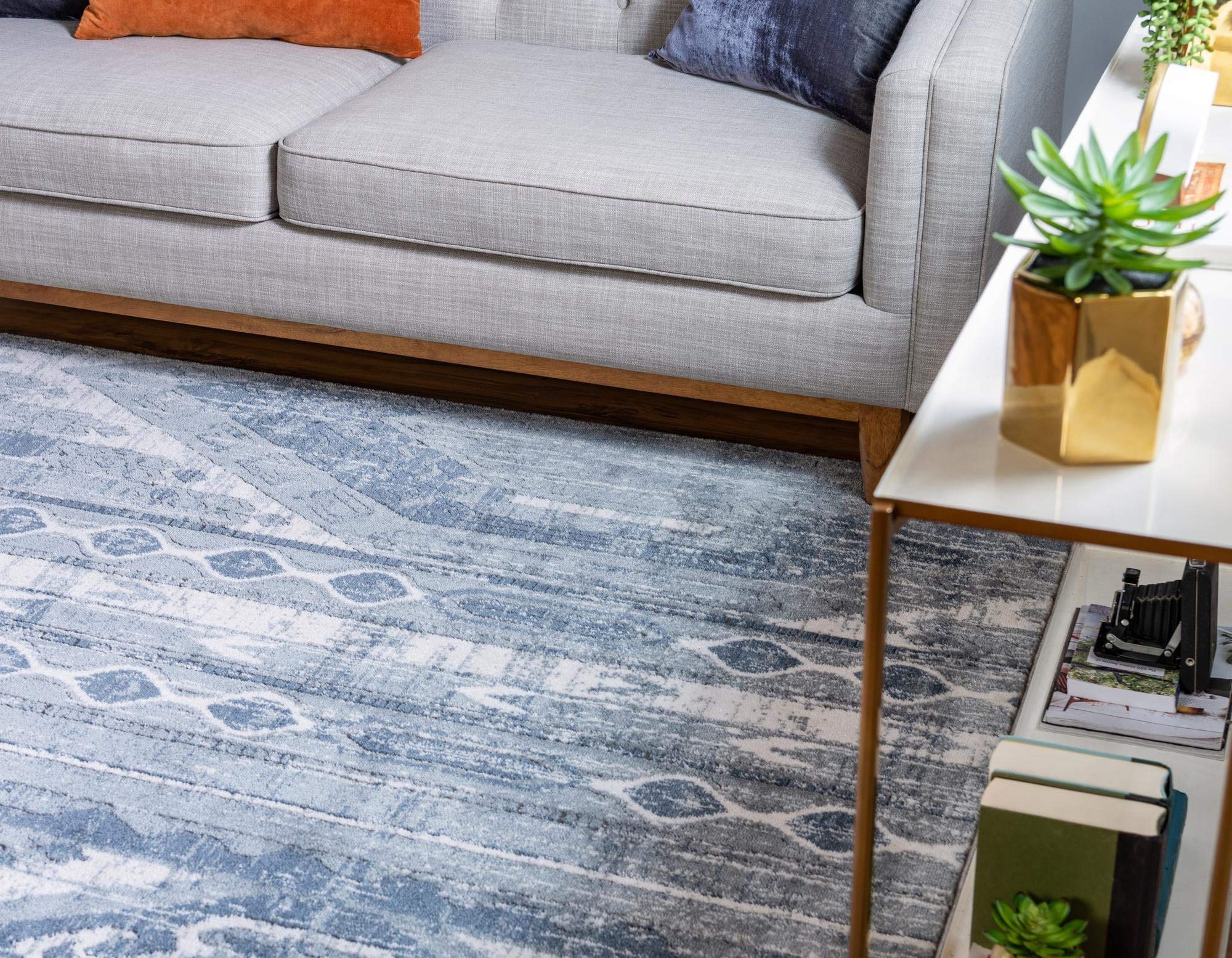 Premium 6' x 9' Light Slate Blue Low-Pile Area Rug - Oregon Collection by Rugs.com | Soft Modern Living Room Carpet, Durable Dining Room Rug for Open Floor Plans & High Traffic Areas