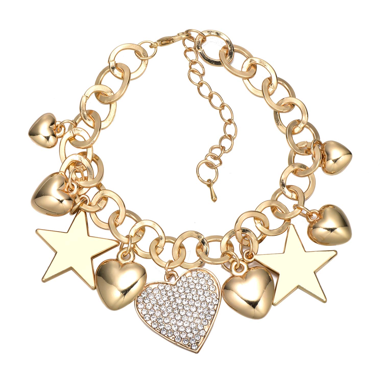 SILANER 14K Gold Plated Chain Link Bracelet for Women - 7