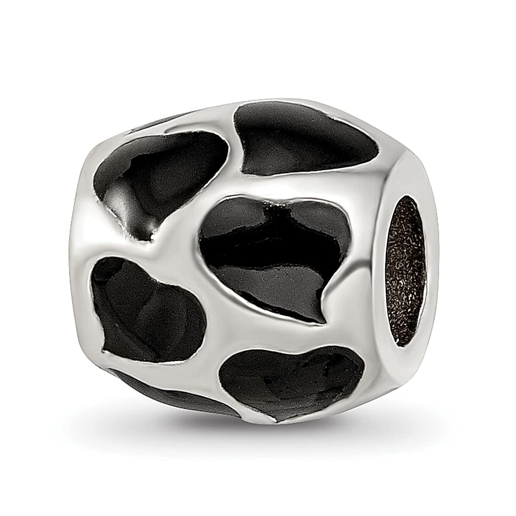 925 Sterling Silver Heart Charm Bead for Bracelet - Black Enamel Love Jewelry for Women | Dainty Pendant Gift for Her, Girlfriend, Wife | Perfect for Valentine's Day, Anniversary & Everyday Wear