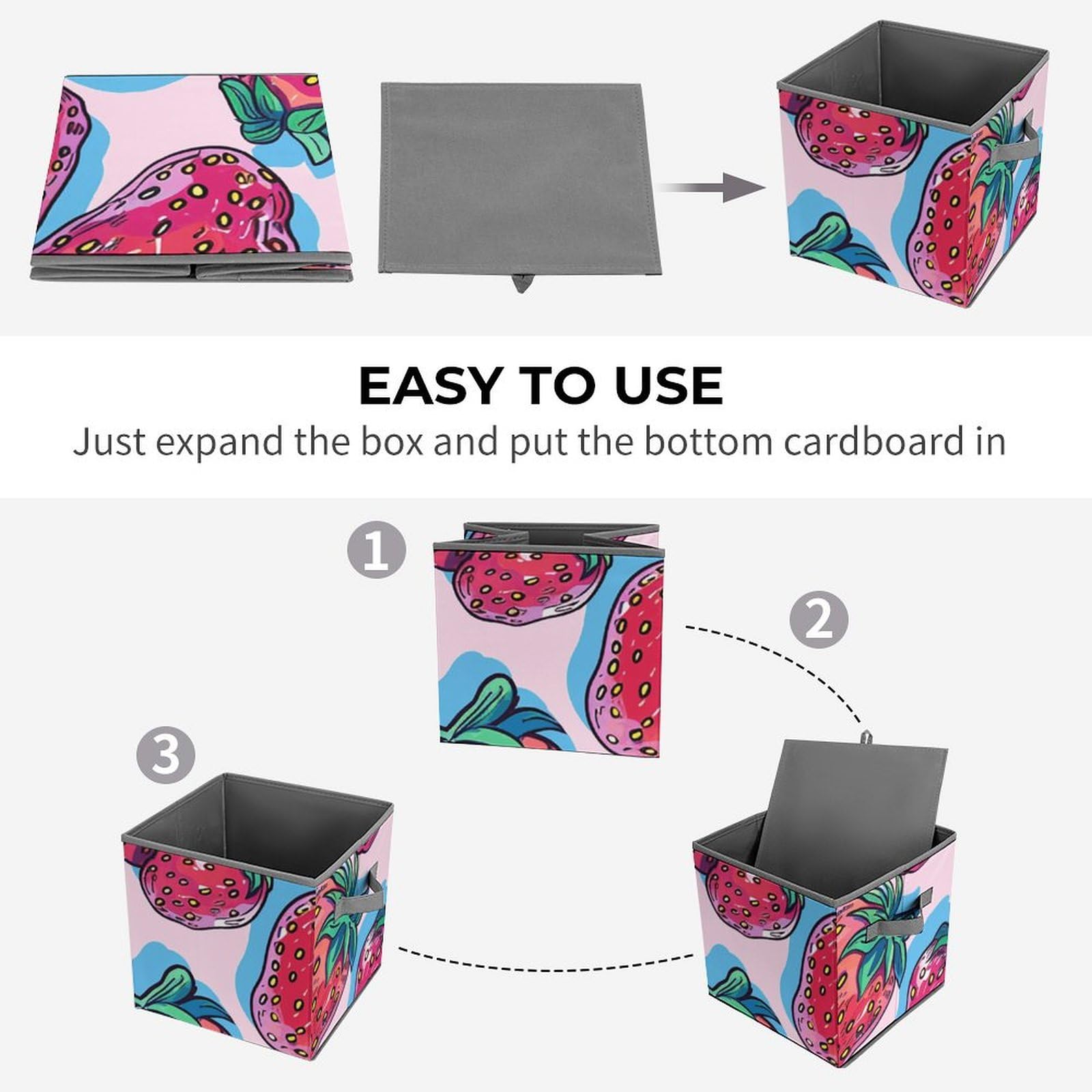 Collapsible Strawberry Storage Bins with Handles - Organize Home & Office