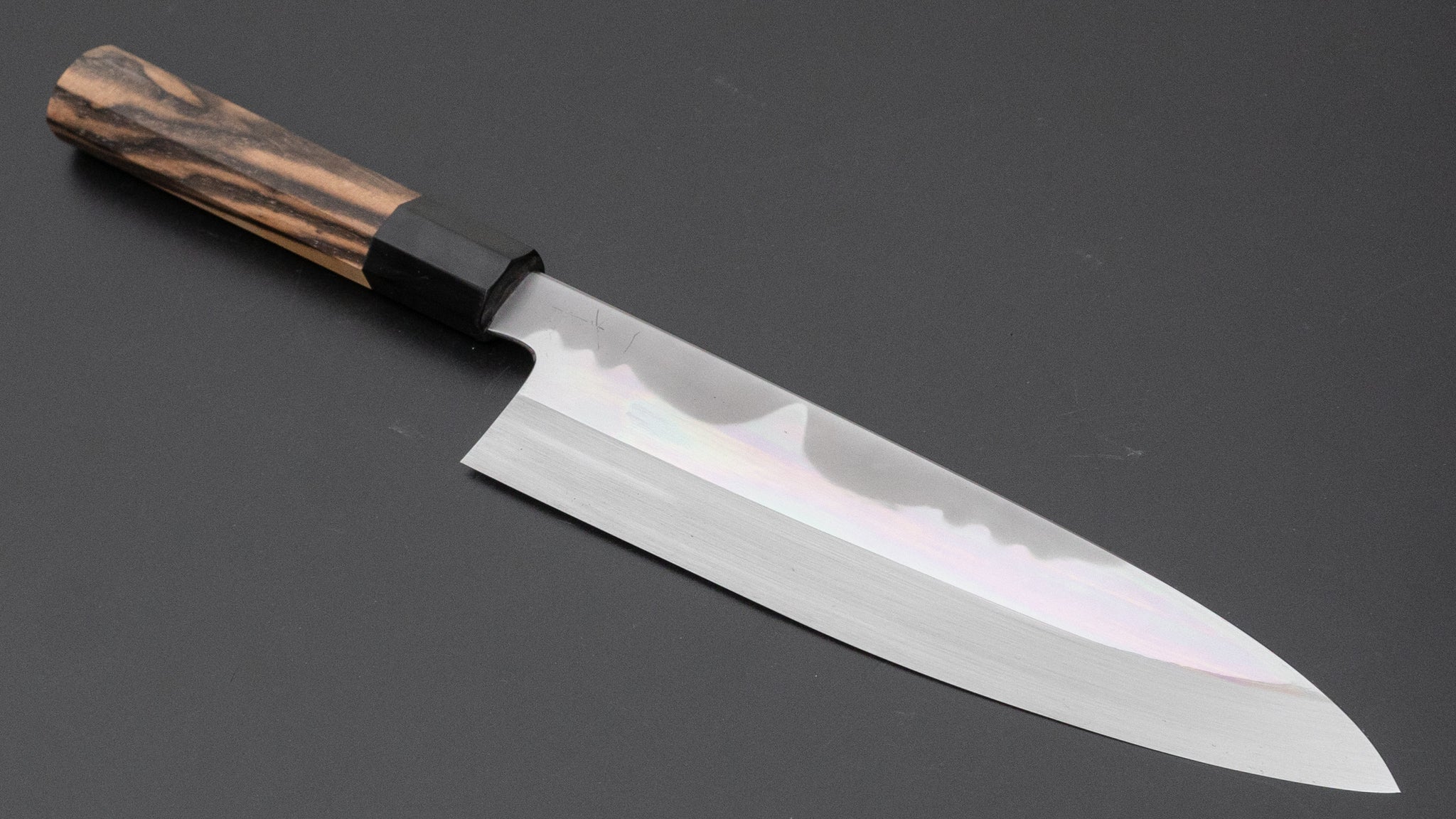 Hitohira Togashi Kyuzo White #1 Fuji Hakumon Mizu Honyaki Gyuto 240mm Japanese Chef Knife - Kurokaki Persimmon Handle (#094/Saya) - Premium Kitchen Knife for Sushi, Meat Cutting & Professional Cooking