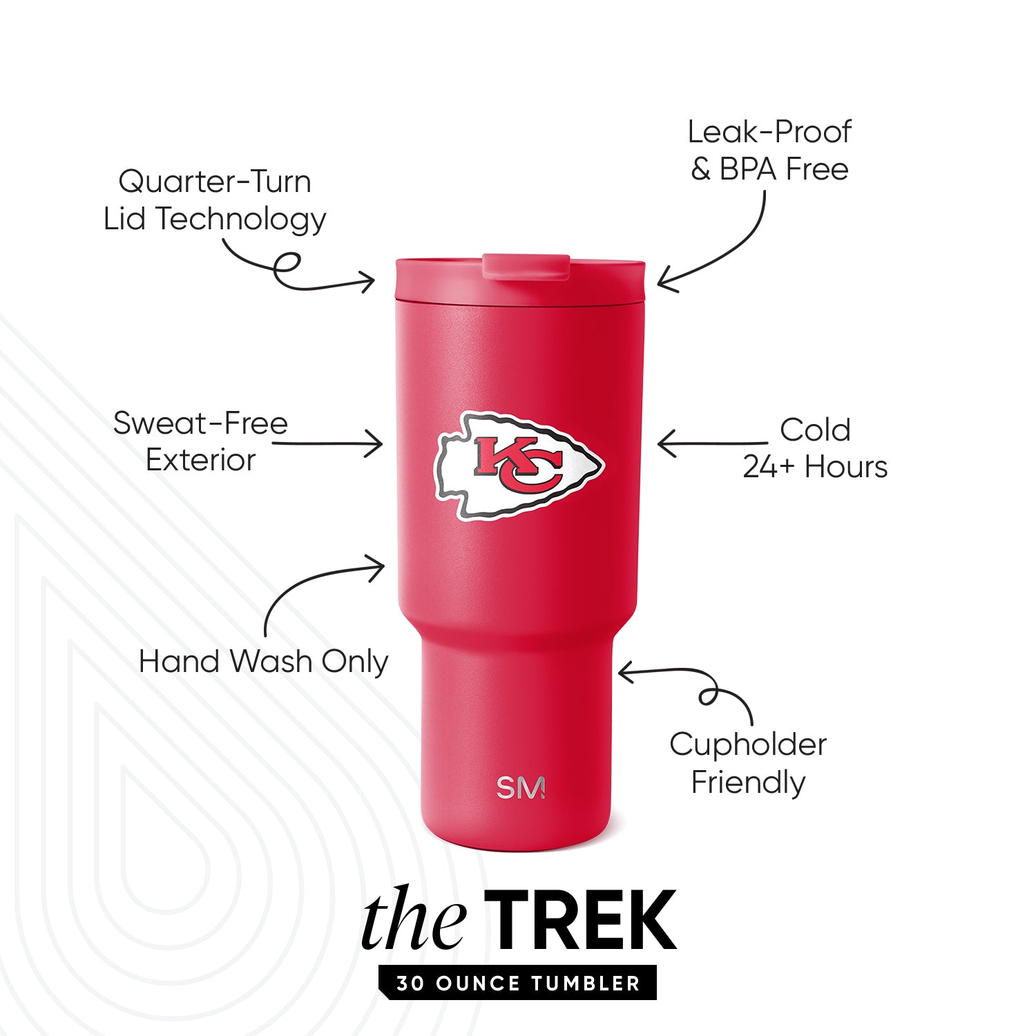 NFL Trek Tumbler 20oz Insulated Stainless Steel Water Bottle with Lid - Leakproof Travel Mug for Coffee & Tea - Perfect for Football Games, Camping & Outdoor Activities