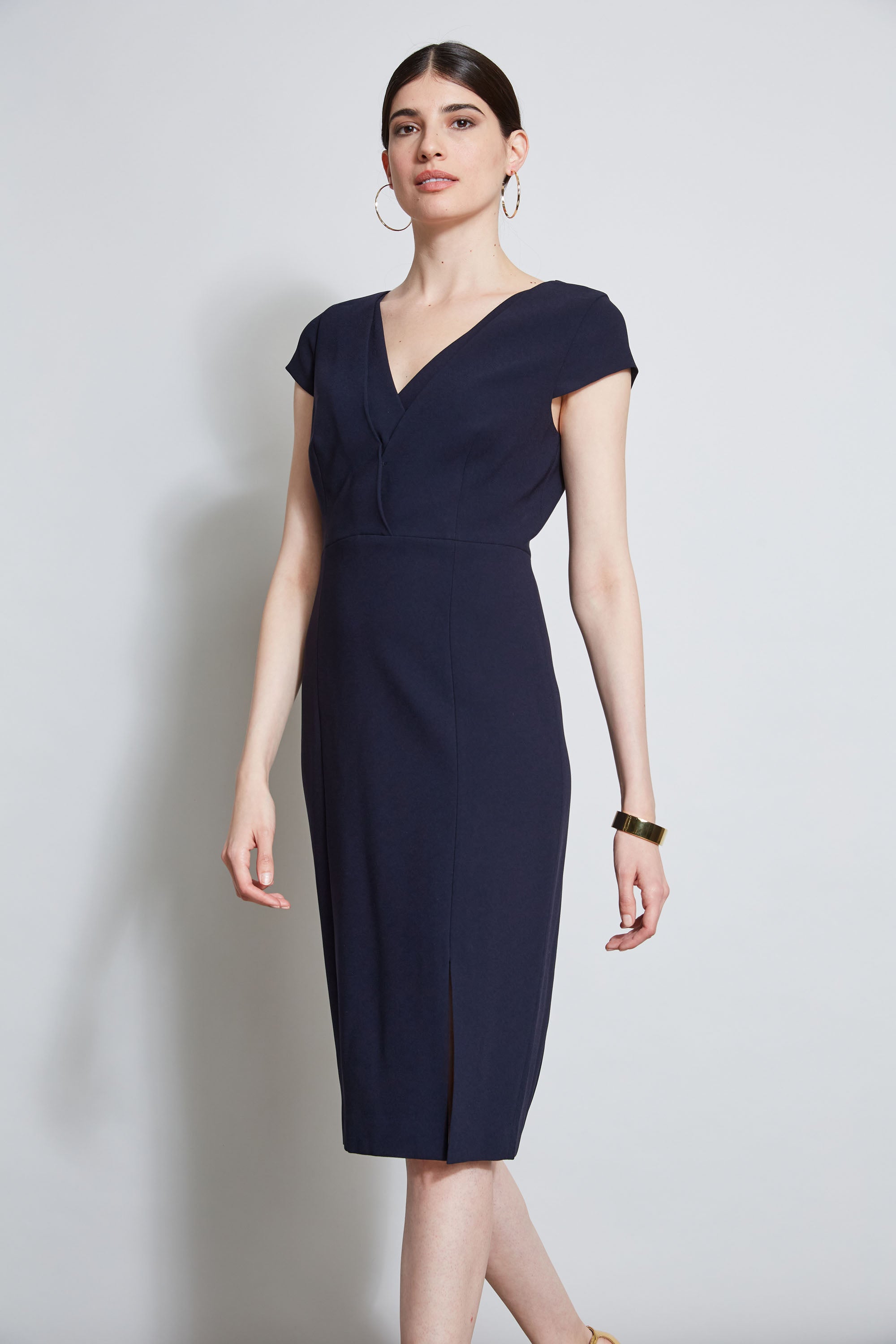 Elegant V-Neck Crepe Dress for Women - Flowy & Comfortable Summer Dress for Casual Wear, Office, and Special Occasions