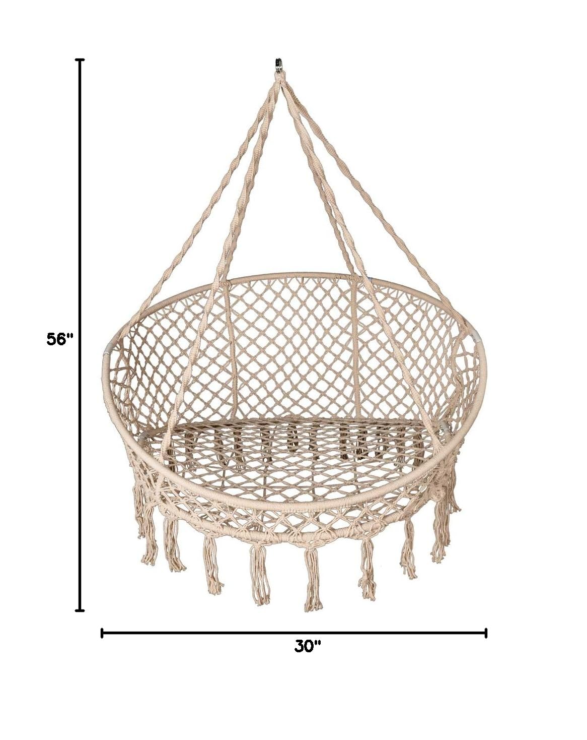 Bohemian Macramé Swing Chair with Pillows & Hanging Hardware - Handcrafted 2-Person Hammock for Indoor/Outdoor Use, 500lb Capacity, Collapsible White Canvas - Perfect for Patio, Garden, Backyard Relaxation & Boho Home Decor