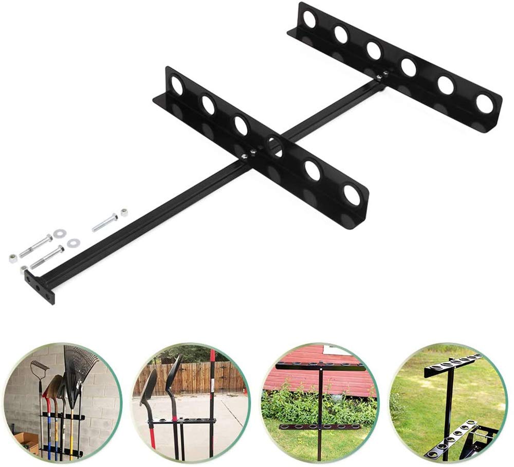 ELITEWELL 3-Position Lockable Weed Eater Trimmer Rack & 6-Hole Tool Organizer for Open Landscape Trailers & Trucks - Secure Storage for Lawn Care Equipment & Gardening Tools