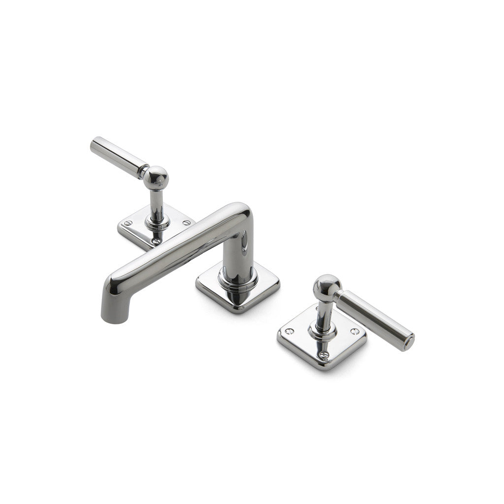 Waterworks Ludlow Lavatory Faucet with Lever Handles in Nickel Finish - Modern Bathroom Sink Faucet for Vanity, Powder Room & Guest Bath Installation