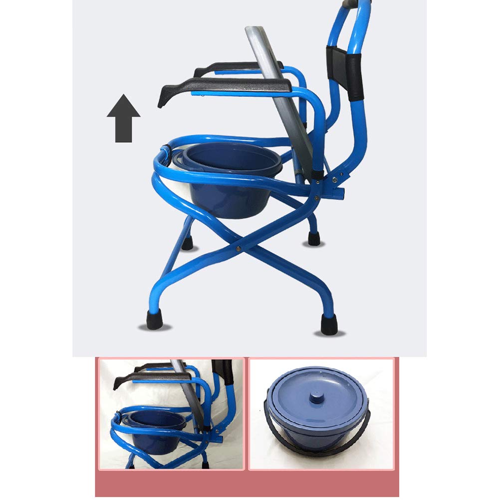 Adjustable Height Portable Medical Bedside Commode Toilet Chair with Arms - Foldable Shower Chair for Elderly, Handicapped Adults & Pregnant Women - Ideal for Home Care, Post-Surgery Recovery & Bathroom Safety