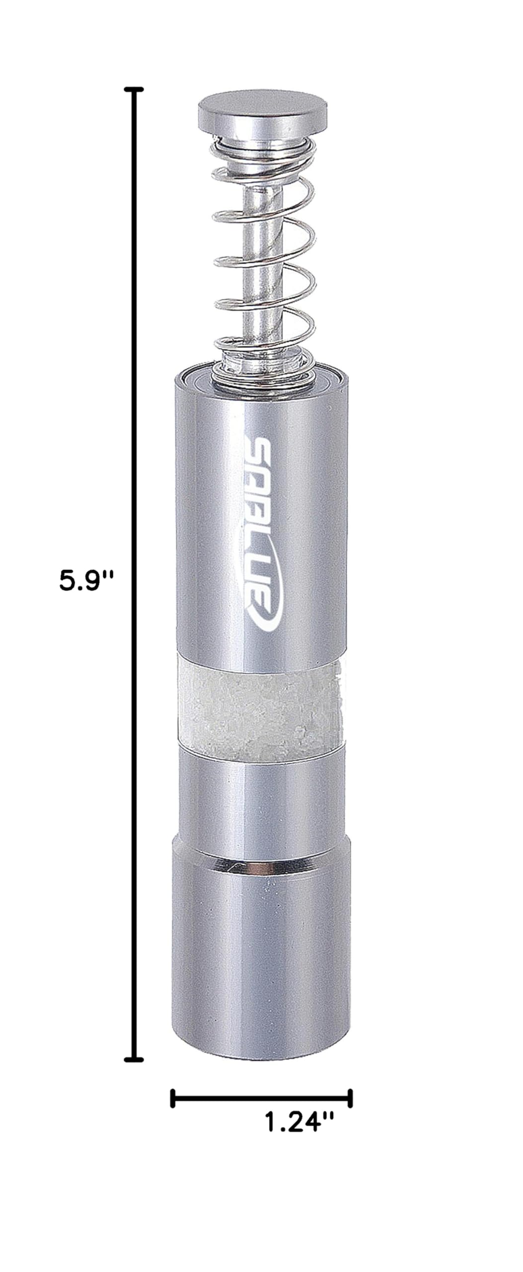 Premium SABLUE Salt and Pepper Grinder Set - Thumb Push Button Metal Mill for Black Pepper, Sea Salt & Himalayan Salt - Adjustable Coarseness, Travel-Friendly Spice Grinder (Silver) - Perfect for Kitchen, Camping & Dining Table Use