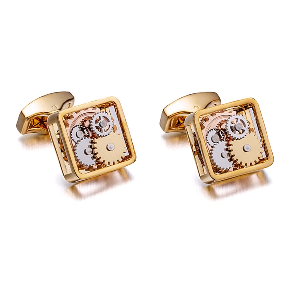 Mechanical Gear Cufflinks for Men - Stainless Steel Wedding Gifts, 15x15mm Unique Mens Accessories - Perfect for Formal Events, Business Attire & Groomsmen Gifts