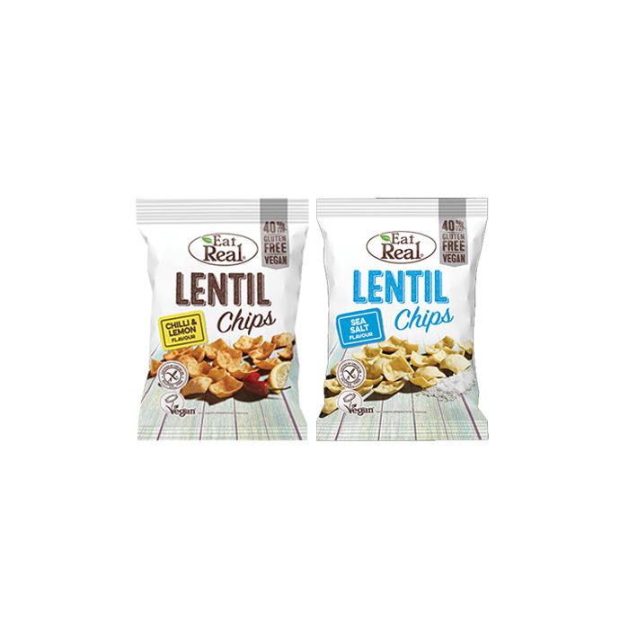 Eat Real Lentil Snacks 22g x 24 Pack - Healthy Vegan Gluten-Free Crunchy Chips for On-The-Go, School Lunch & Movie Nights