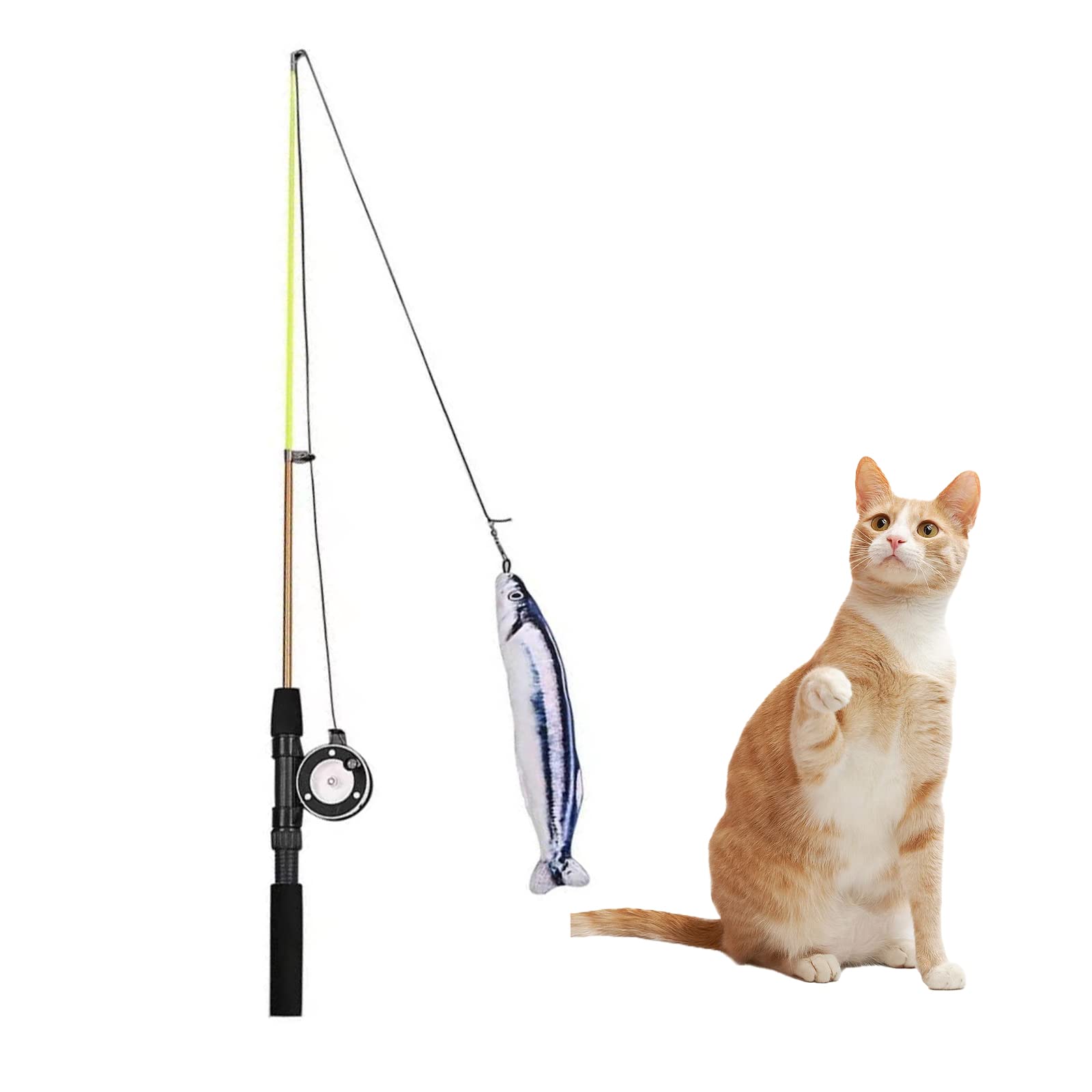 Best Interactive Cat Fishing Pole Toy - Retractable Teaser Wand with Reel & Feather Mouse - Perfect for Indoor Cats & Kittens - Great for Playtime, Exercise and Bonding with Your Feline Friend