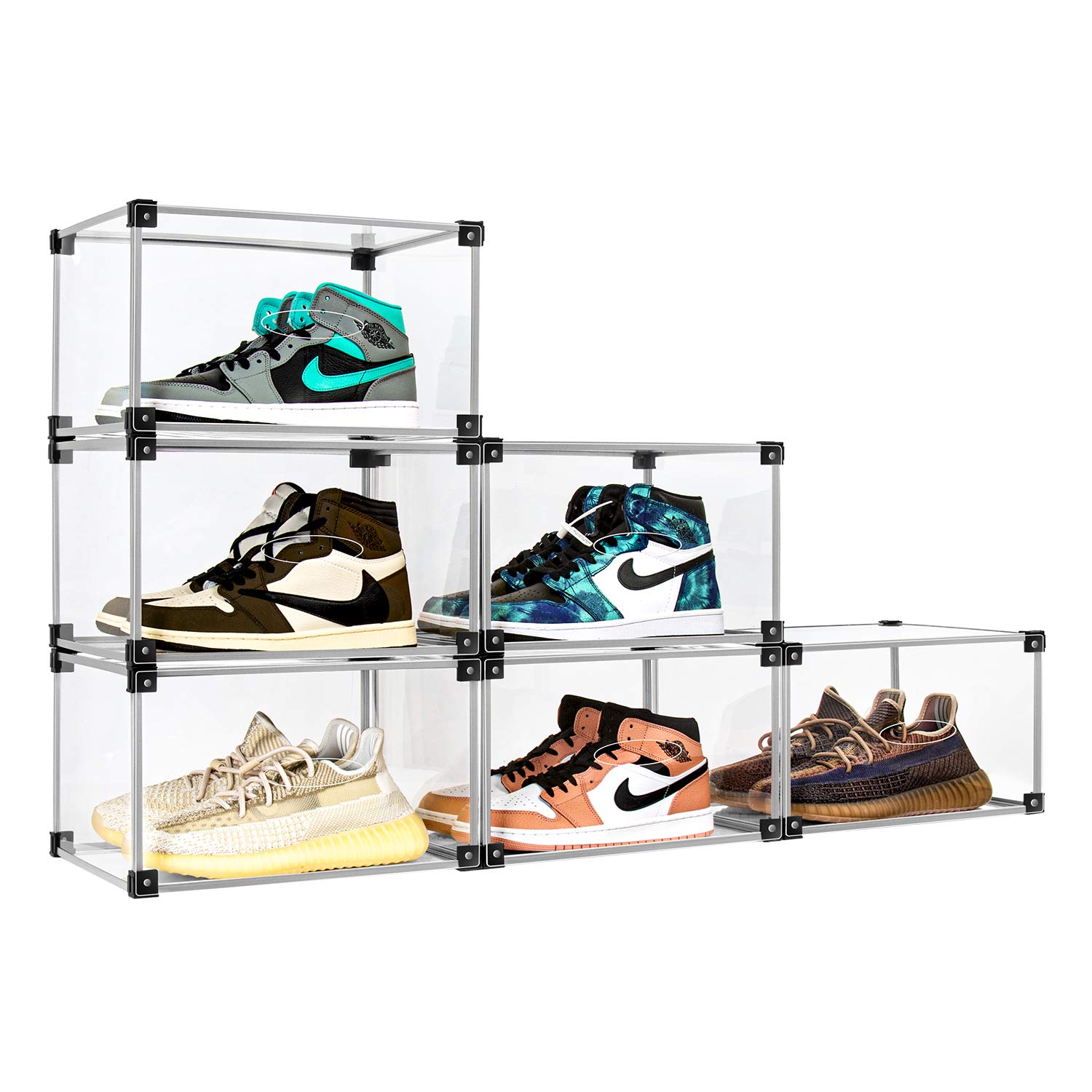 Clear Acrylic Stackable Shoe Box Storage Containers with Magnetic Door - Side Open Sneaker Display Case for Men & Women (4 Pack) - Perfect for Closet Organization, Shoe Collection Display, and Home Decor