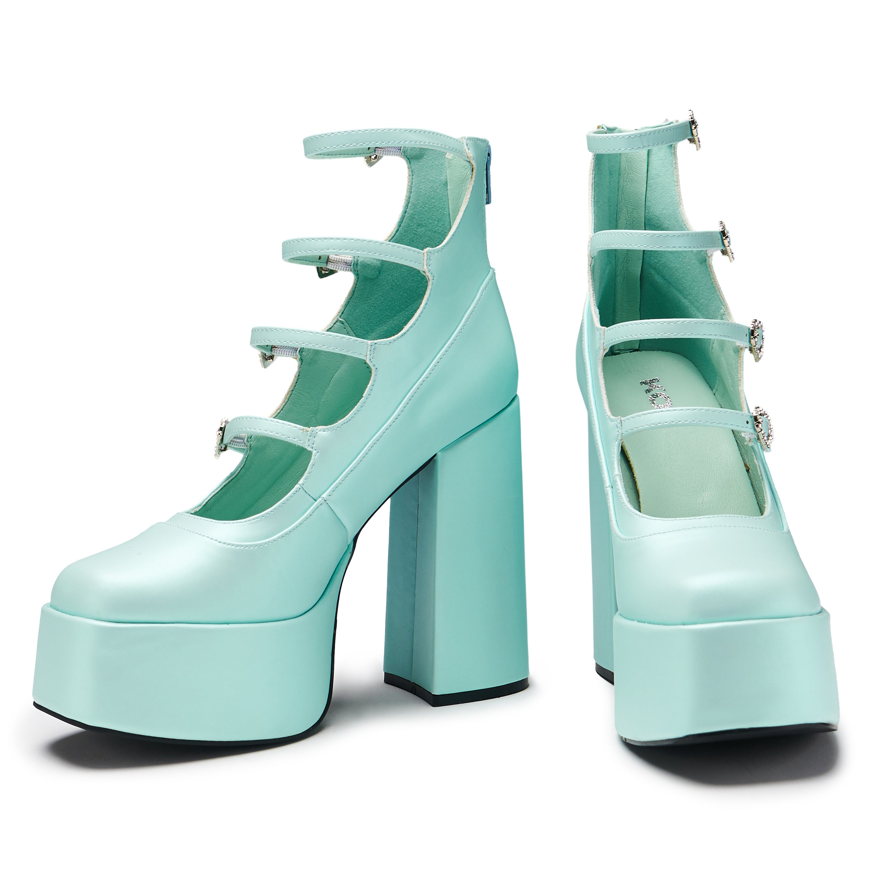 Pearl Dewdrop Platform Heels for Women - Blue Chunky High Heels | Perfect for Parties, Weddings & Evening Events