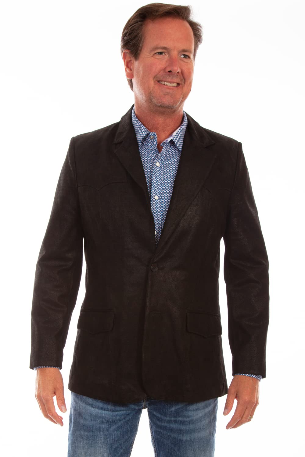 Scully Men's Western Leather Blazer Jacket - 602-63 | Vintage Cowboy Style Coat for Rodeo, Country Music Festivals & Western Fashion