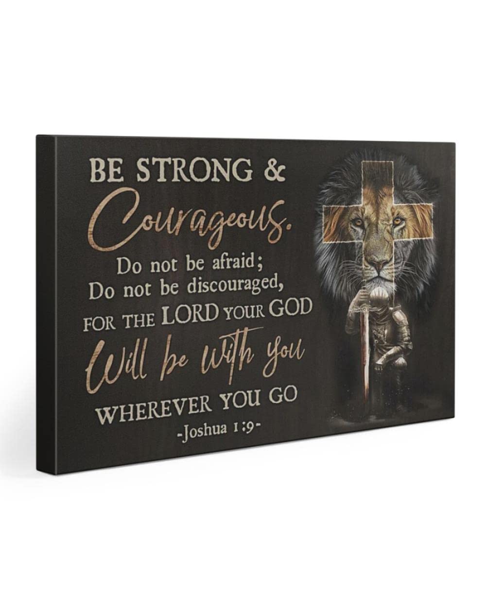 Christian Warrior Be Strong And Courageous Jesus Wall Art - Inspirational Horizontal Canvas Prints for Home & Church Decor - Religious God Art for Living Room, Bedroom, Office