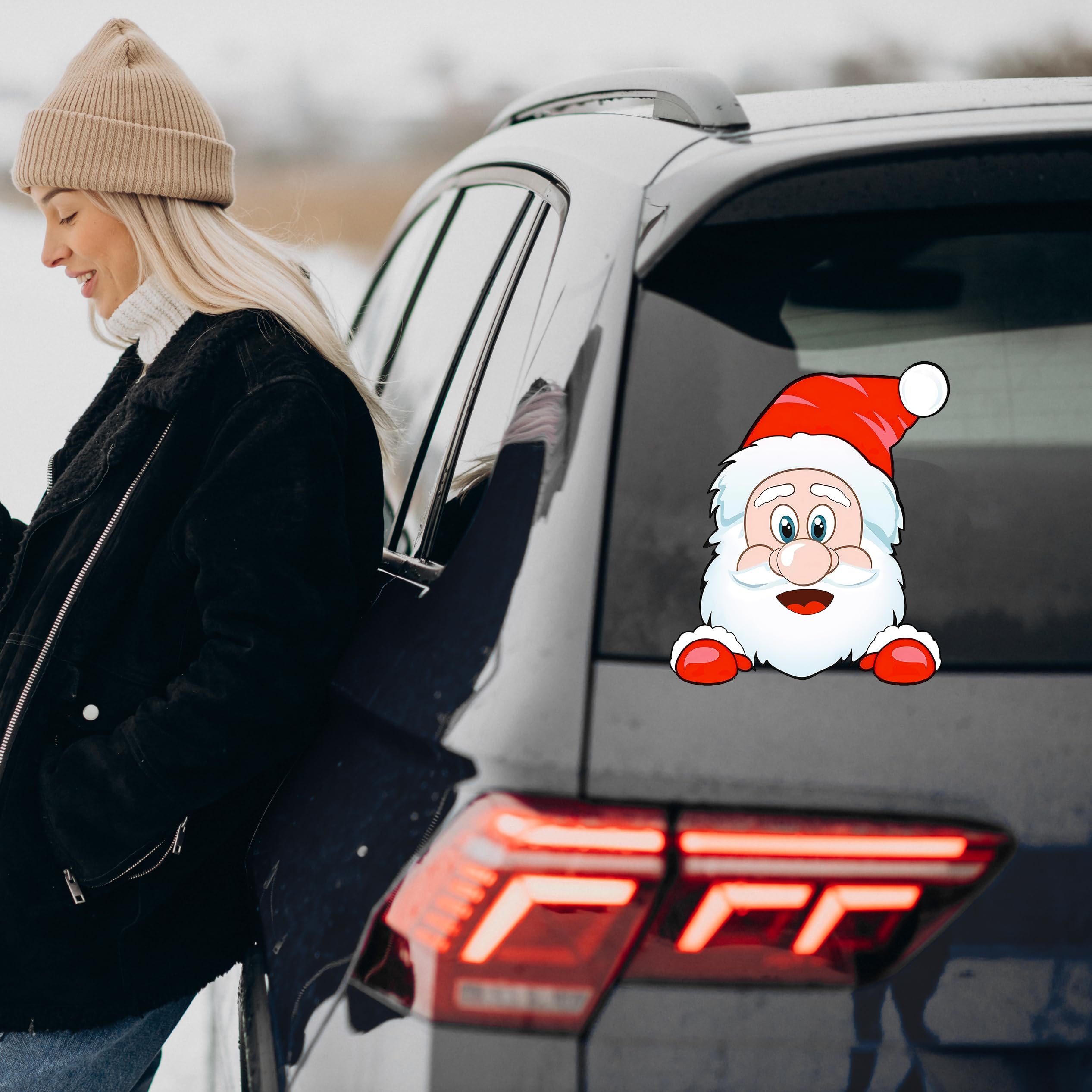 Christmas Car Decoration Decals - Cute Santa Claus Window Stickers for Holiday Vehicle Decor | Festive Auto Accessories for Cars, Trucks & SUVs | Perfect for Holiday Parties, Parades & Gift Exchanges
