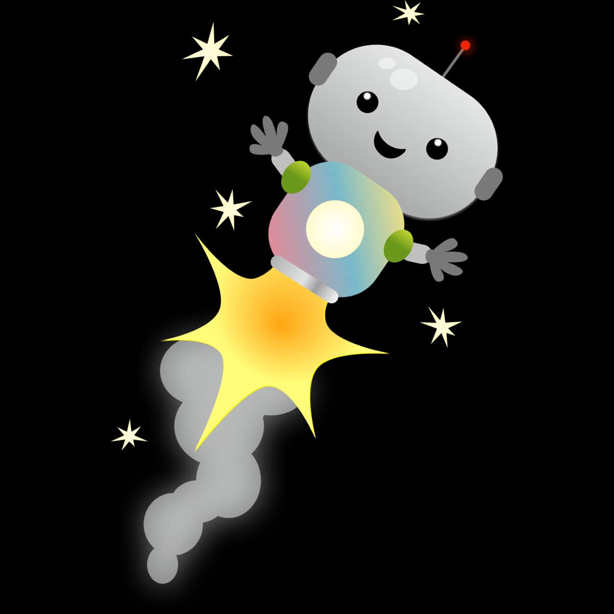 Design By Humans Unisex Cute Robot Flying in Space Cartoon Pullover Hoodie - Soft Cotton Sweatshirt for Men & Women - Perfect for Casual Wear, Street Style & Gifts