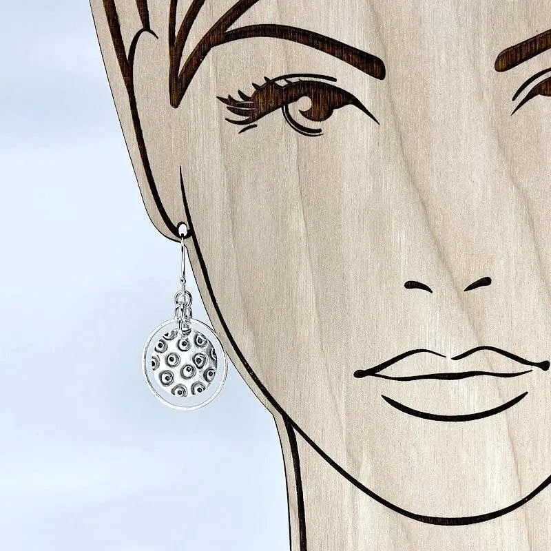 Sterling Silver Hand Stamped Circle Hoop Earrings for Women - Large Size Hoops for Everyday Wear & Special Occasions