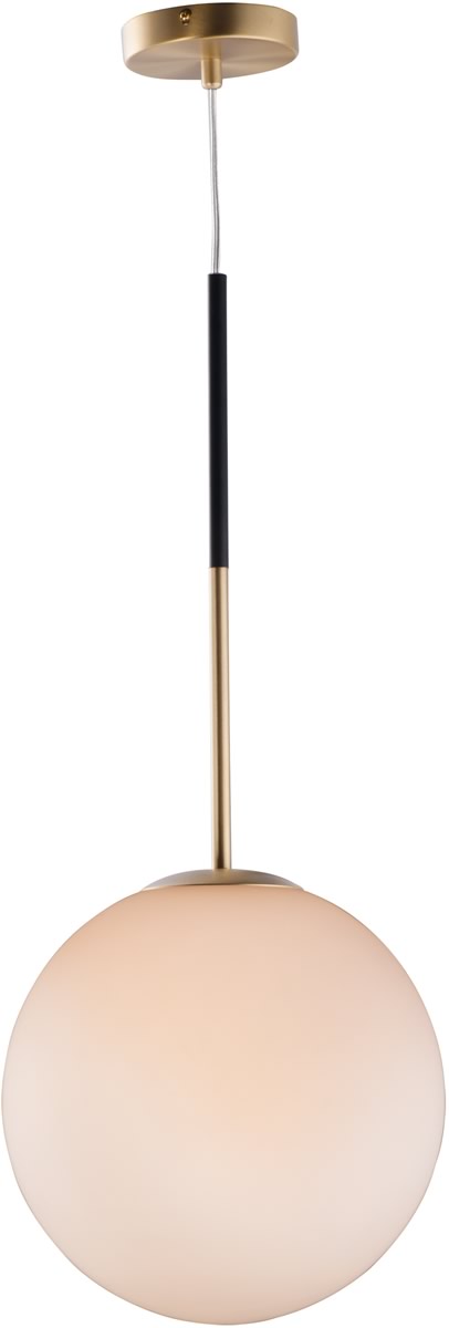 12W Vesper 1 Light Pendant Light in Satin Brass & Black Finish - Modern Ceiling Lighting for Dining Room, Kitchen Island or Bedroom