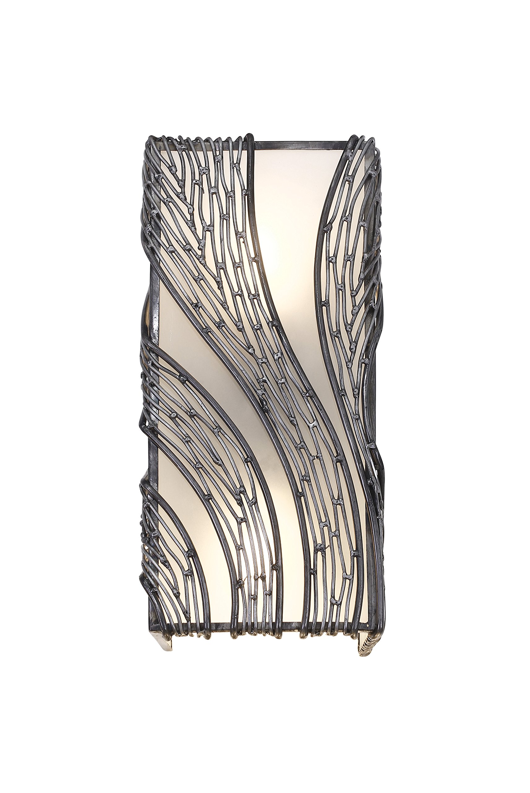 Flow 2-Light Wall Sconce - Brushed Steel Finish with Recycled Frosted Glass Shade - Perfect for Bedroom, Hallway & Entryway Lighting
