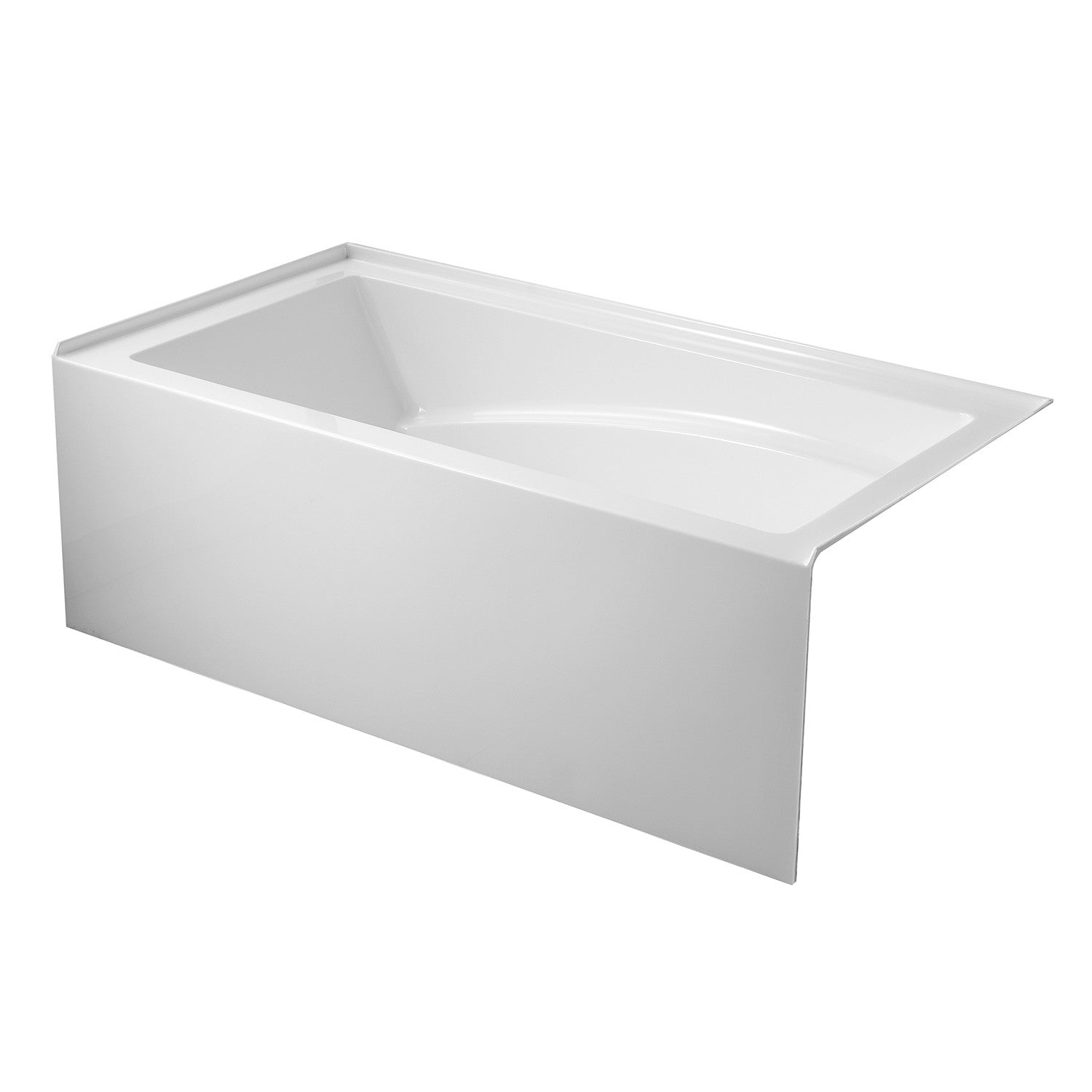 Aqua Eden 60 Inch Acrylic Rectangular 3-Wall Alcove Bathtub with Armrest & Anti-Skid Surface - Right Hand Drain, Glossy White - Perfect for Modern Bathrooms & Spa-Like Relaxation