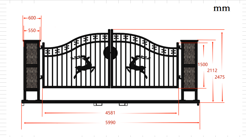 20 FT Bi-Parting Wrought Iron Farm Gate - Heavy Duty Driveway Entrance for Rural Properties | Perfect for Farms, Ranches & Estate Security