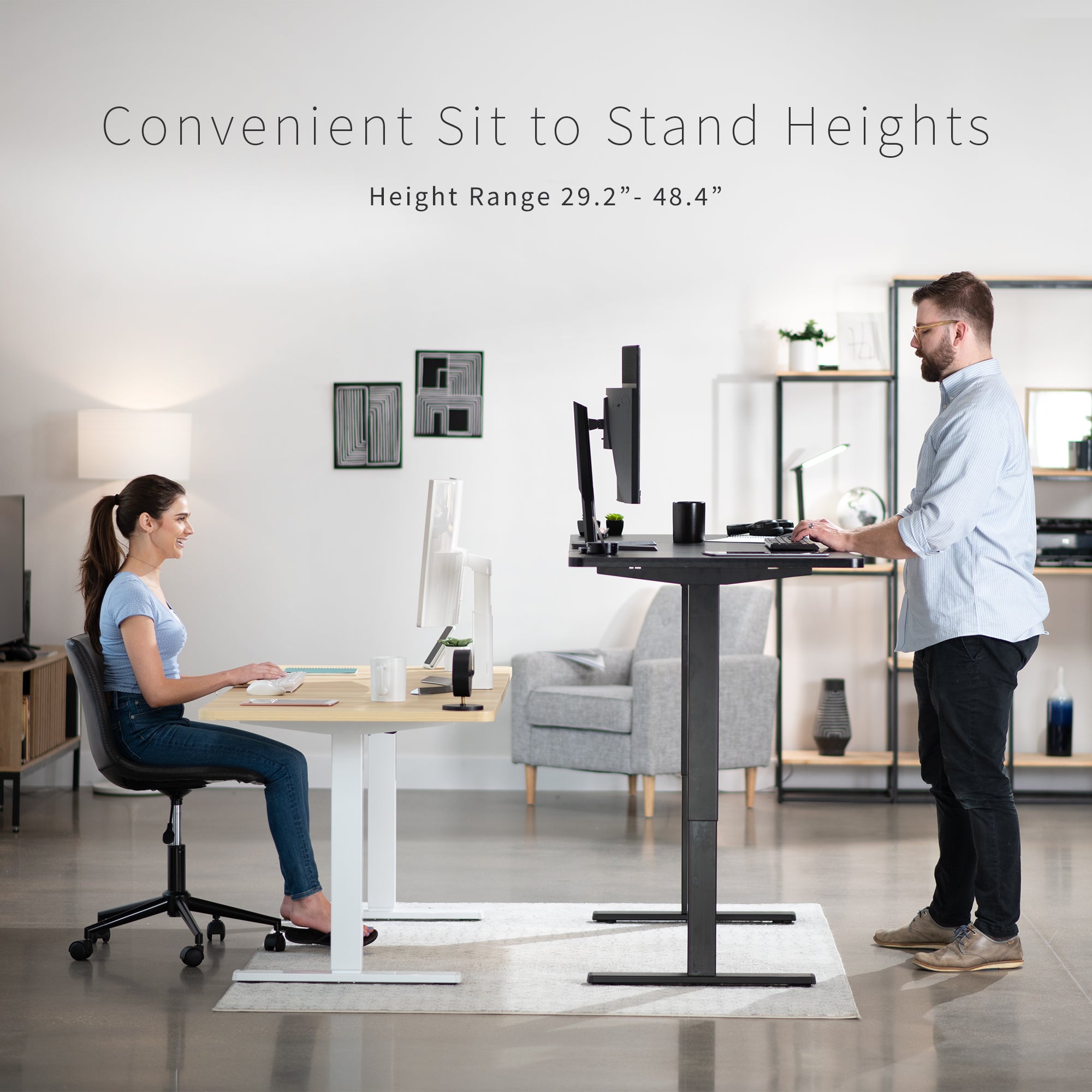 1B Split Top Series Single Motor Electric Standing Desk with Push Button Memory Controller - Perfect for Home Office, Gaming & Study Workspace