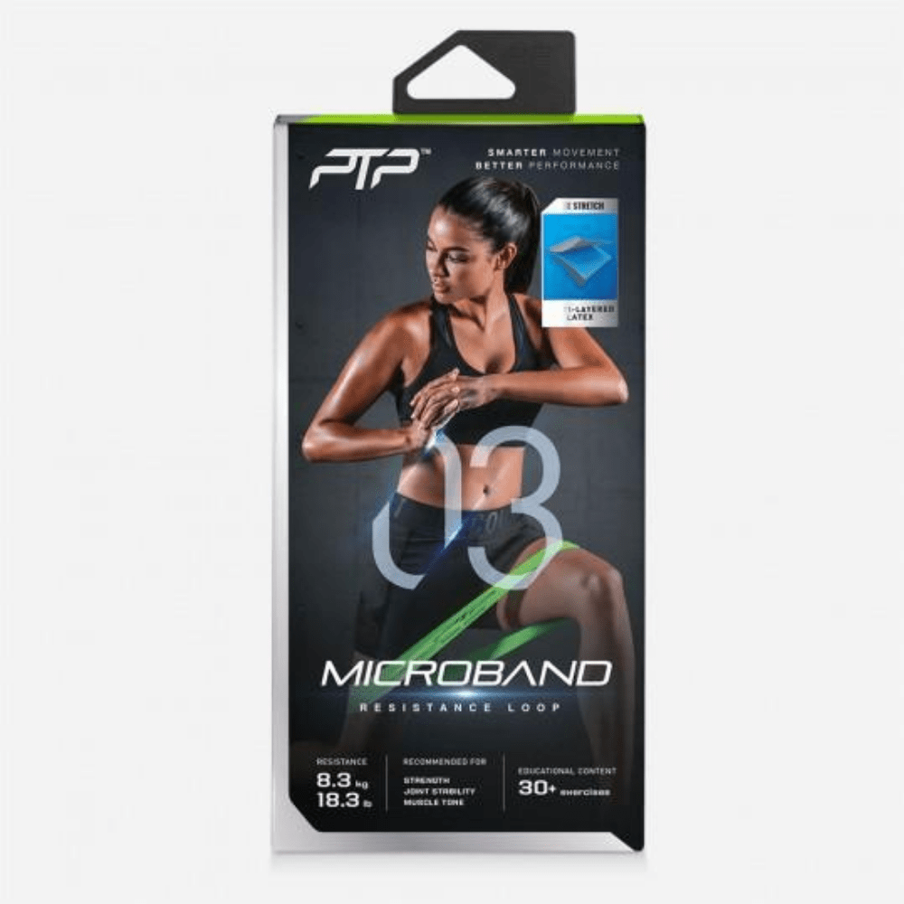 PTP Microband Medium Resistance Band - Green - Perfect for Home Workouts, Physical Therapy & Strength Training