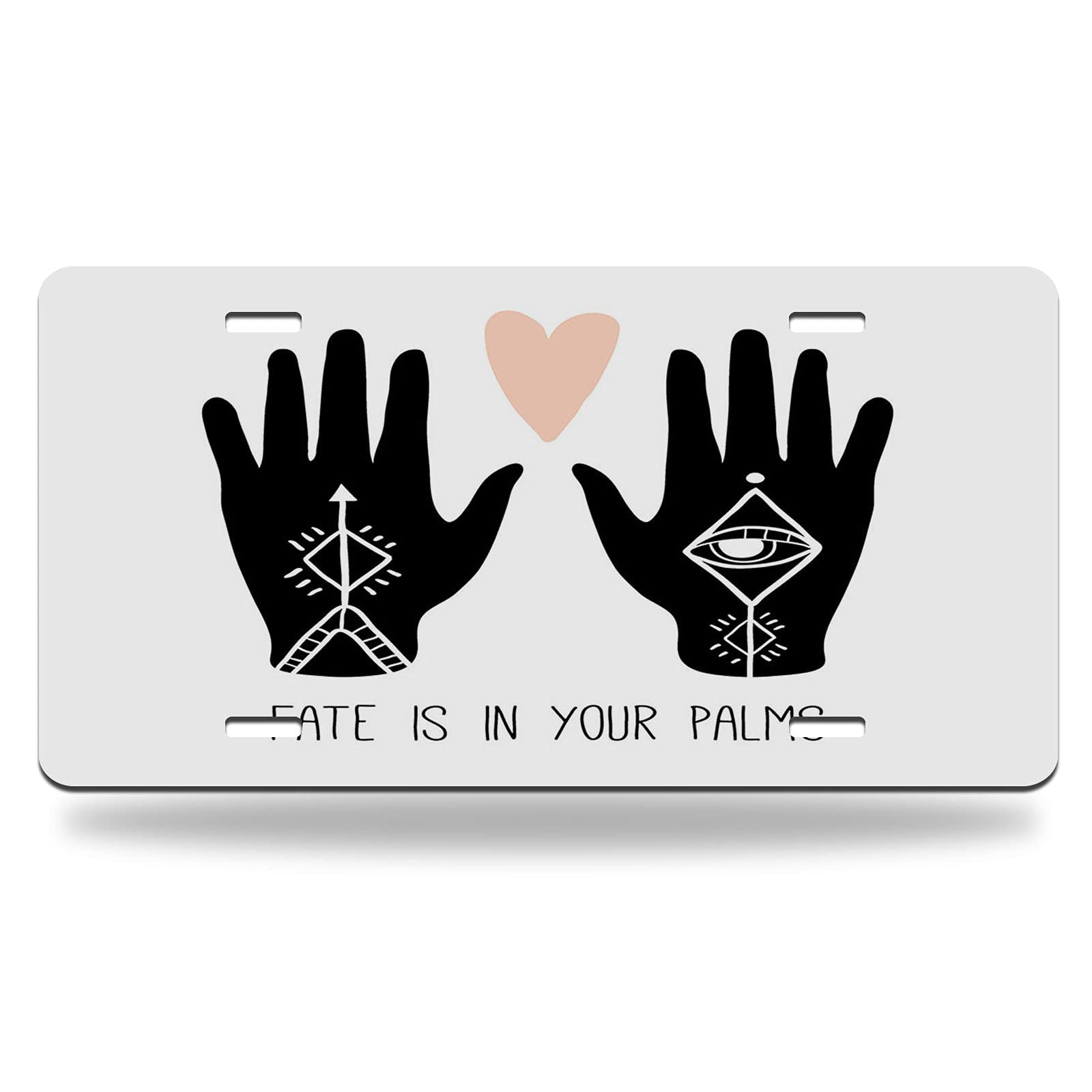 Boho Tribal Mehendi Design 'Fate is in Your Palms' Inspirational Metal License Plate - 12x6 Inch Vanity Car Tag for Men & Women - Perfect for Hippie Vans, Festival Vehicles & Boho Style Cars