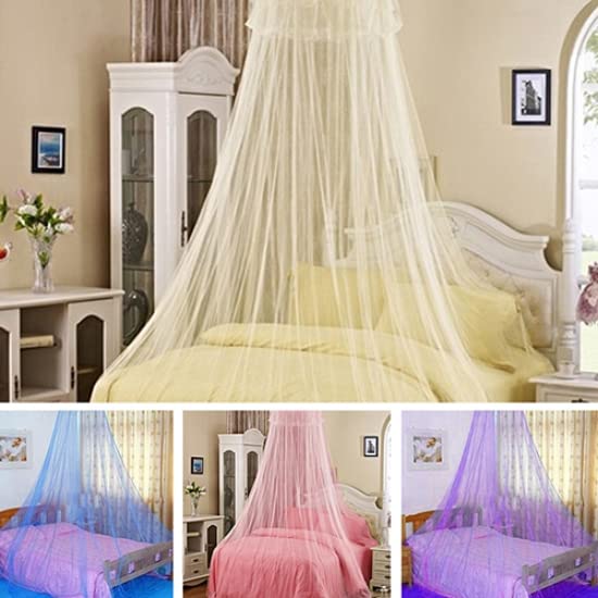 Princess Bed Canopy - Round Dome Hanging Mosquito Net for Bedroom, White - Perfect for Girls' Room Decor & Fairy Tale Bedroom Theme