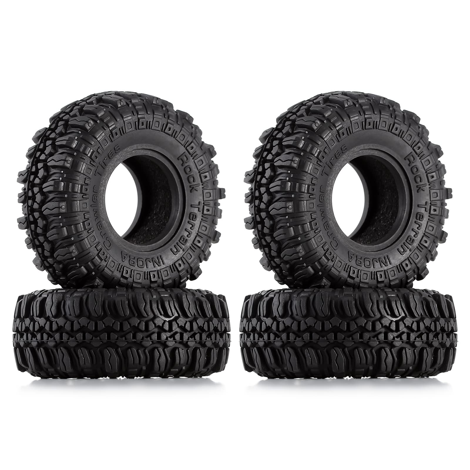 **INJORA SCX24 RC Crawler Tires & Shocks - Soft Rubber Off-Road Wheels with Foam Inserts & Threaded Shocks for Rock Crawling - Compatible with SCX24 Models - Perfect for Kids, Teens, and Adults - Ideal for Trail, Rock, and Off-Road Adventures**