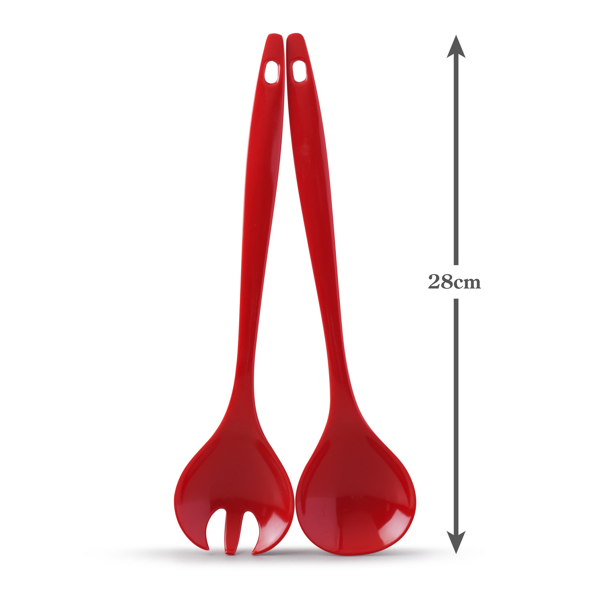 Premium Stainless Steel Salad Servers Set - 2-Piece Red Serving Utensils for Fresh Greens, Pasta & Fruit - Perfect for Dinner Parties, BBQs & Picnics