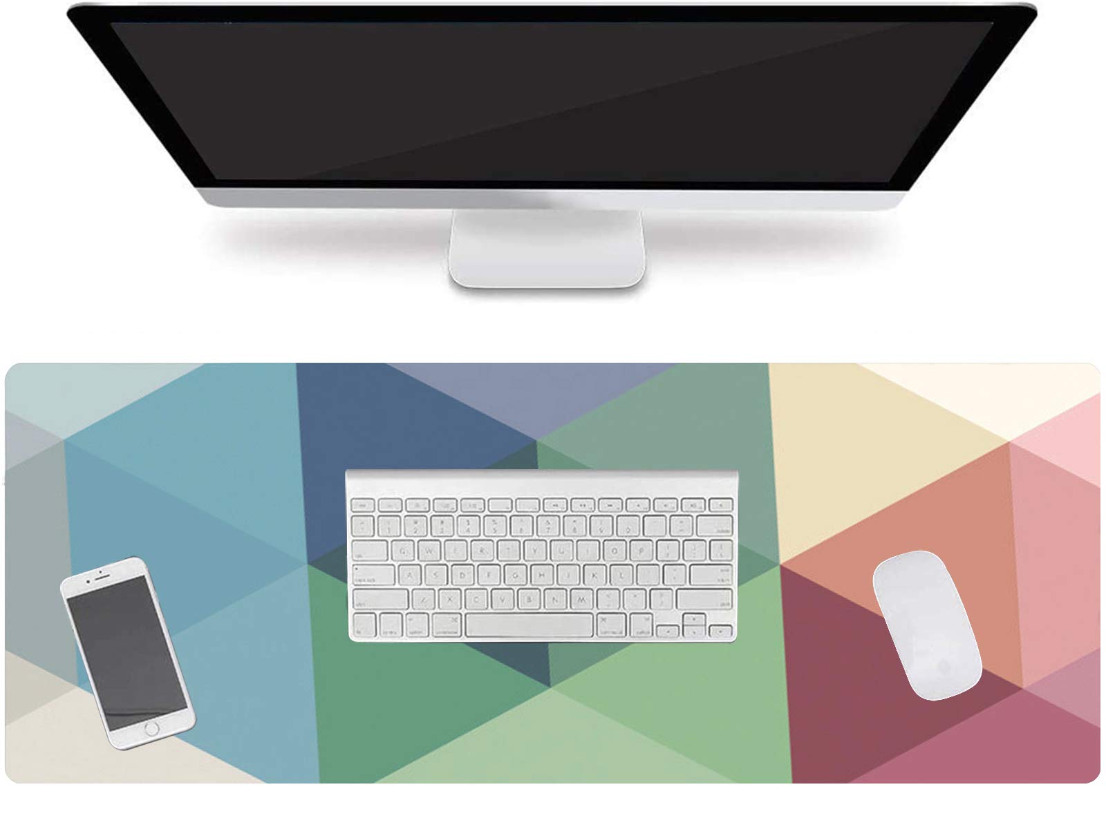 XXL Extended Gaming Mouse Pad with Geometric Pattern - Non-Slip Keyboard & Desk Mat for Laptop, Computer, Home & Office Use - Perfect for Gaming Setups, Workstations and Ergonomic Workspaces