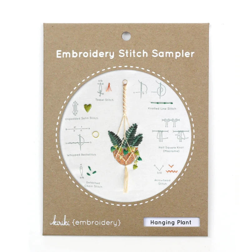 Handmade Hanging Plant Embroidery Stitch Sampler Kit - DIY Floral Embroidery Patterns for Home Decor, Wall Art & Gift Ideas