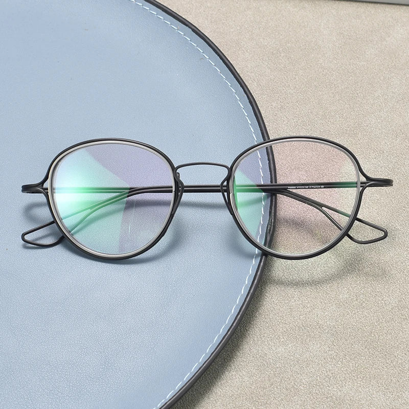 Stylish Black Unisex Titanium Round Eyeglasses D100 - Lightweight & Durable Full Rim Glasses for Men & Women - Perfect for Reading, Work, and Everyday Fashion
