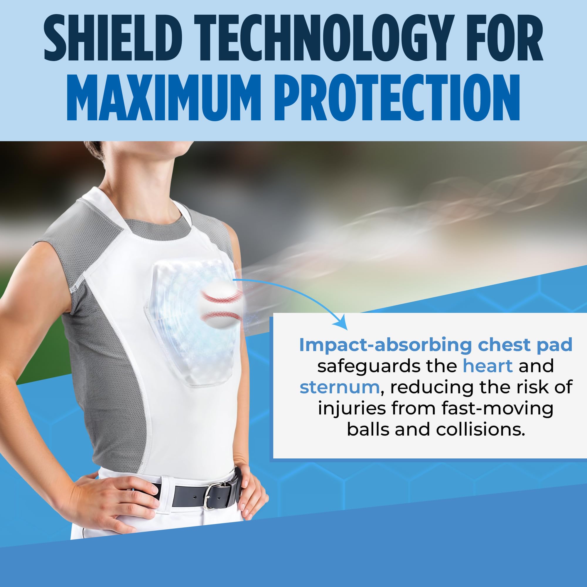 Diamond Shield Youth Baseball Sternum Guard Shirt - Protective Chest Gear for Kids Baseball | Perfect for Practice, Games & Training