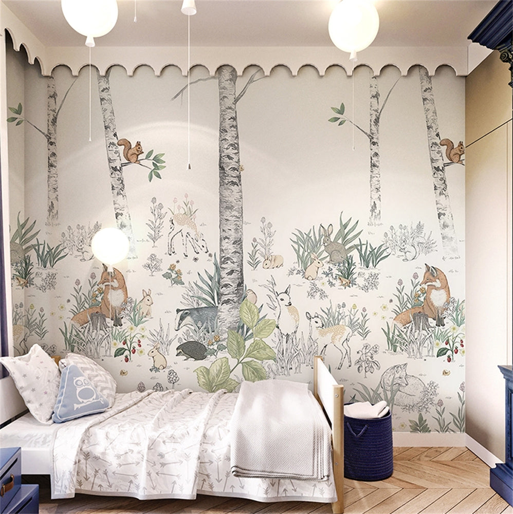 Wild Adventures Jungle Animals Forest Wallpaper - Vibrant Nature-Themed Wall Decor for Kids' Rooms, Nurseries & Play Areas
