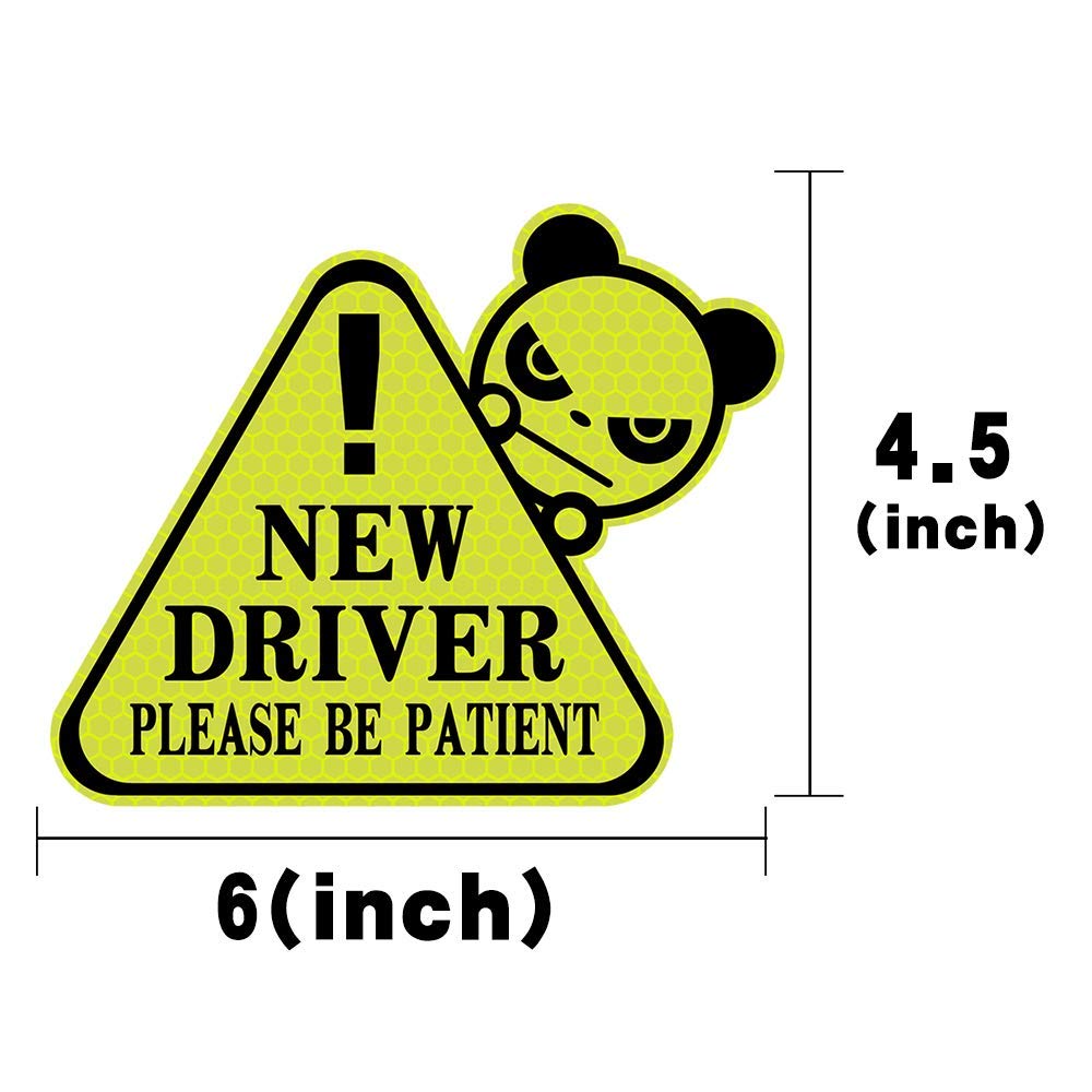 Funny New Driver Sticker for Car - Reflective Waterproof Student Driver Decal - Perfect for Graduation Gifts & Safe Driving Practice (Yellow)