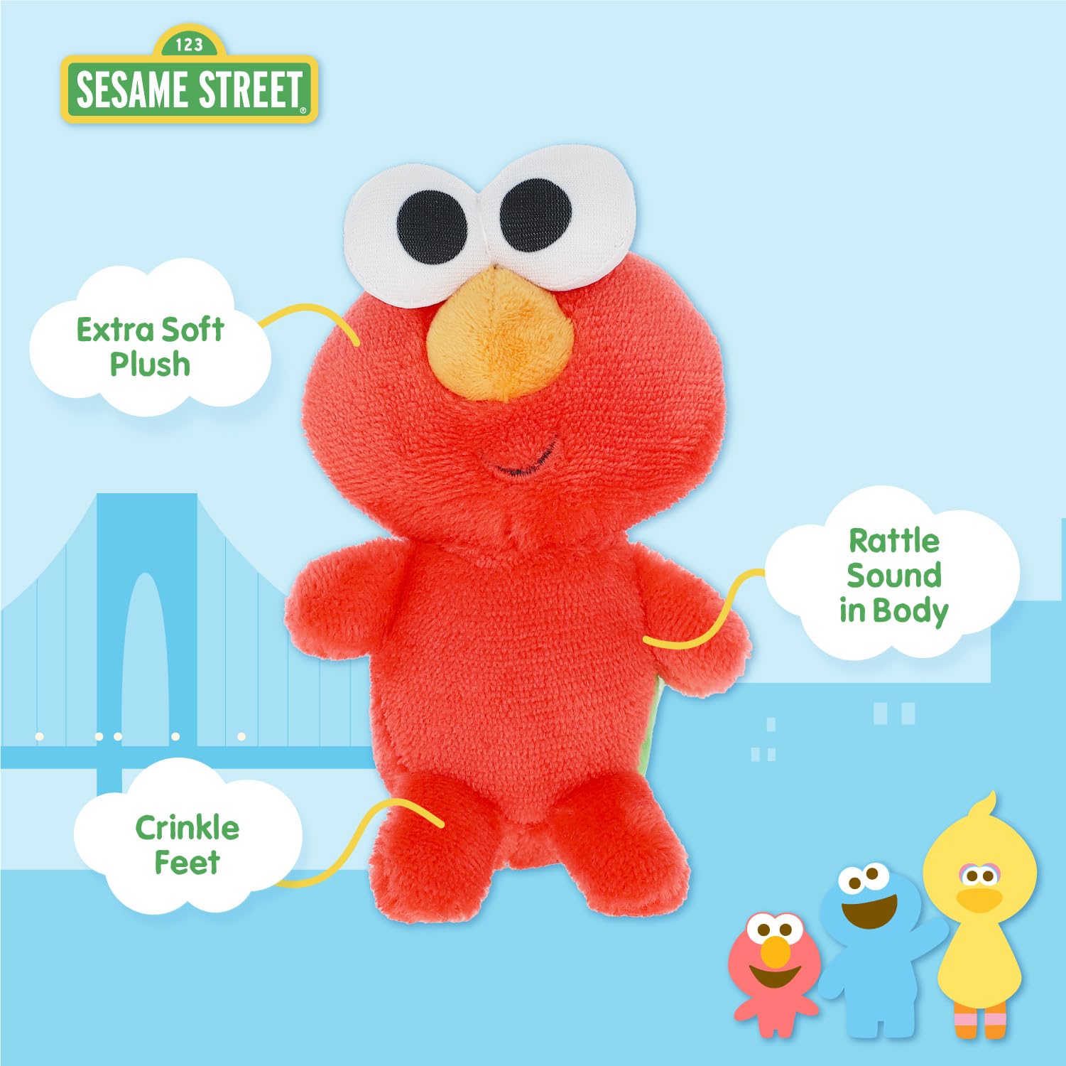 **Sesame Street Plush Toys Set - Elmo, Cookie Monster, Abby Cadabby & Big Bird Stuffed Animals for Toddlers 1-3 Years | Soft Cuddly Plushies for Playtime, Nursery Decor & Gifts**