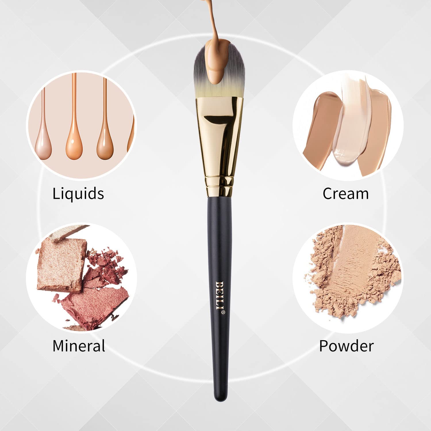 BEILI Professional Foundation Brush Set - 2Pcs Flat Liquid & Cream Makeup Brushes for Concealer, Powder Buffing & Blending | Premium Face Makeup Tools for Daily Beauty Routine & Professional Makeup Artists