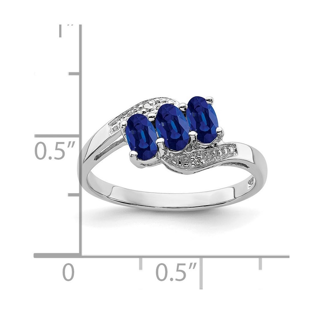 925 Sterling Silver Rhodium Plated Sapphire & Diamond Ring for Women - 2mm Wide Band, Elegant Wedding, Engagement, Anniversary Gift - Perfect for Special Occasions & Everyday Wear