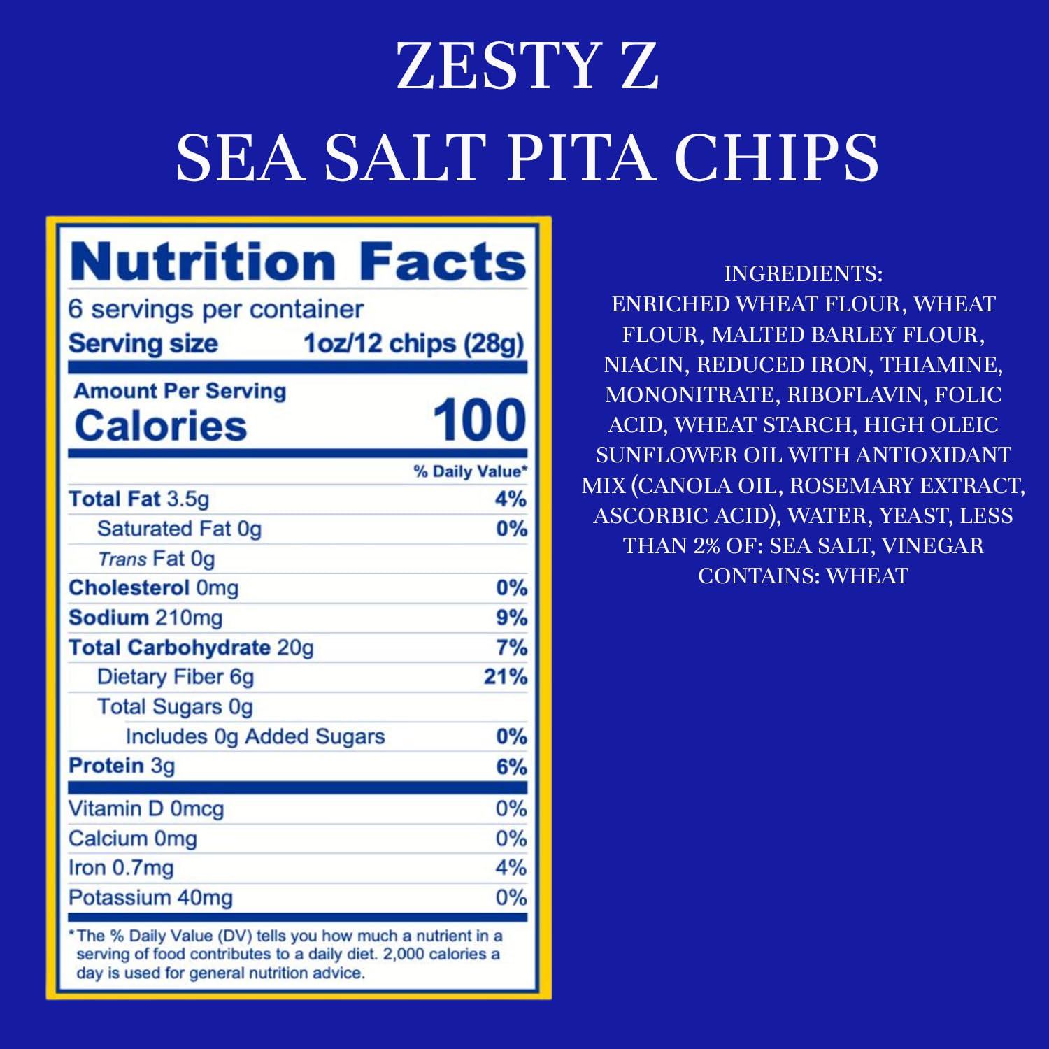 Zesty Z High Fiber Pita Chips Variety Pack - Low Carb Healthy Snacks (100 Calories per Serving) - Sea Salt & Parmesan Garlic Flavors - Perfect for Hummus, Guacamole & Dips - 6oz (Pack of 4) - Ideal for Keto Diet, Weight Loss & Office Snacking