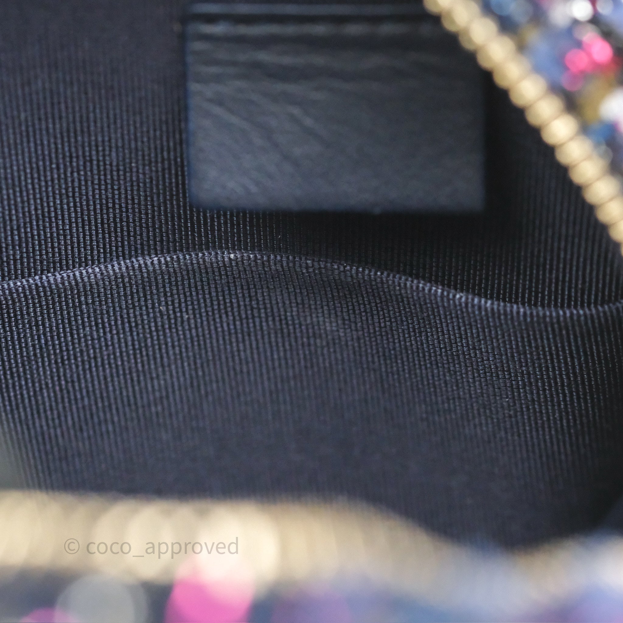 Chanel Navy Purple Tweed Round Clutch Bag with Chain & Aged Gold Hardware - Elegant Evening Clutch for Parties, Weddings & Special Events