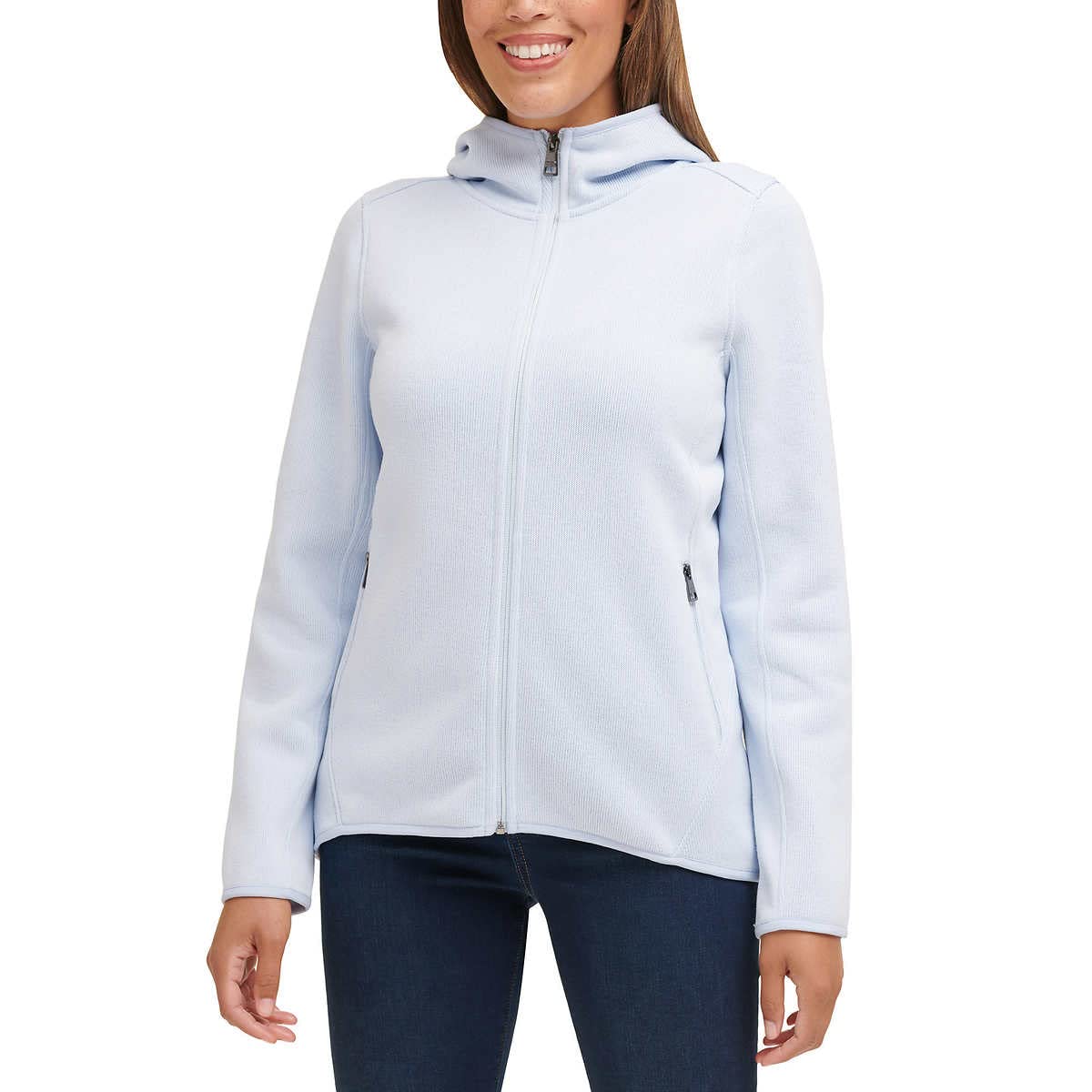 Andrew Marc Women's Fleece Jacket - Soft Warm Winter Coat, Blue, Size Large - Perfect for Outdoor Activities & Casual Wear